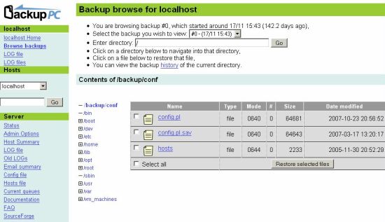 browse backups